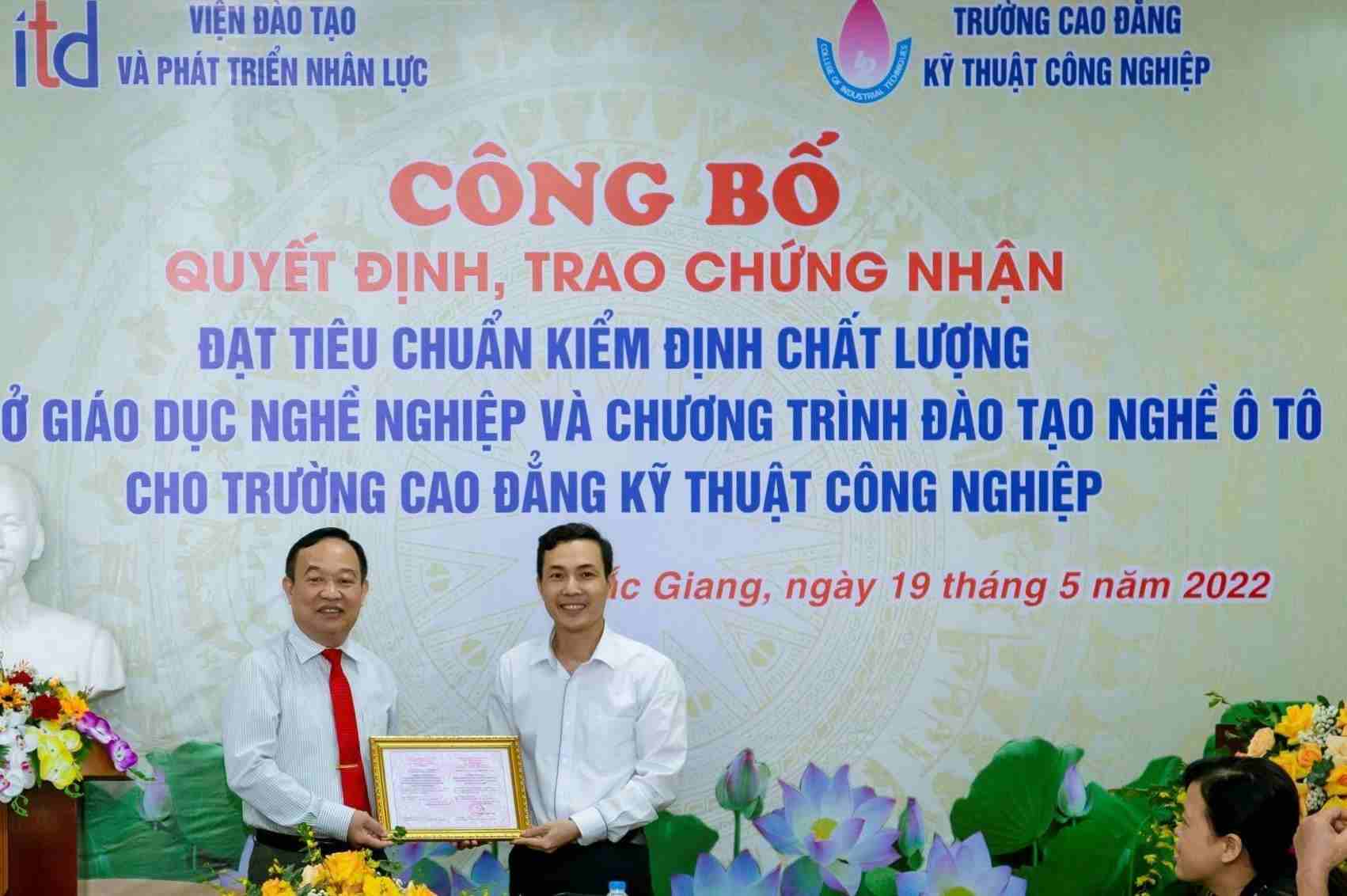 Trường Cao đẳng Kỹ thuật Công nghiệp đạt điểm cao về kiểm định chất lượng cơ sở Giáo dục nghề nghiệp